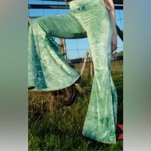 Festival Wear fun velvet green flare pant